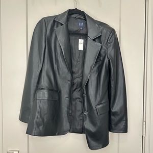 Gap Black Leather Blazer S NWT